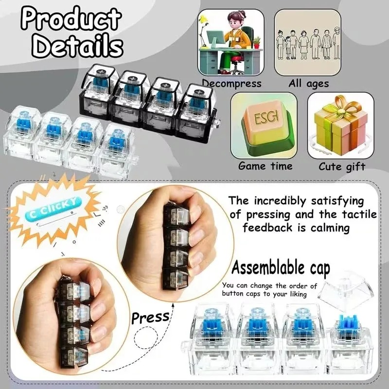 LED 키보드 키체인 피젯 토이 크리스탈 클리커 감각  - Electronics Gadgets For Kids 리뷰 및 가격